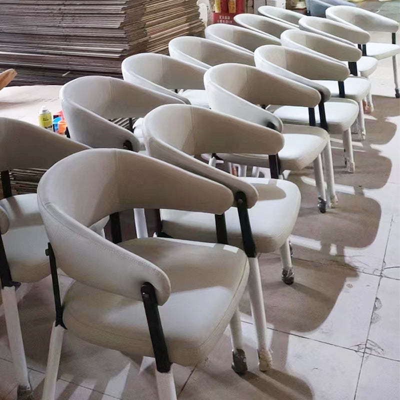 Scandinavian Leather Steel Semi-Enclosed Dining Chair