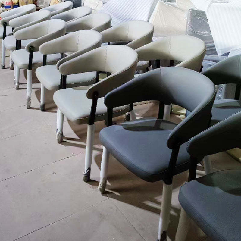 Scandinavian Leather Steel Semi-Enclosed Dining Chair