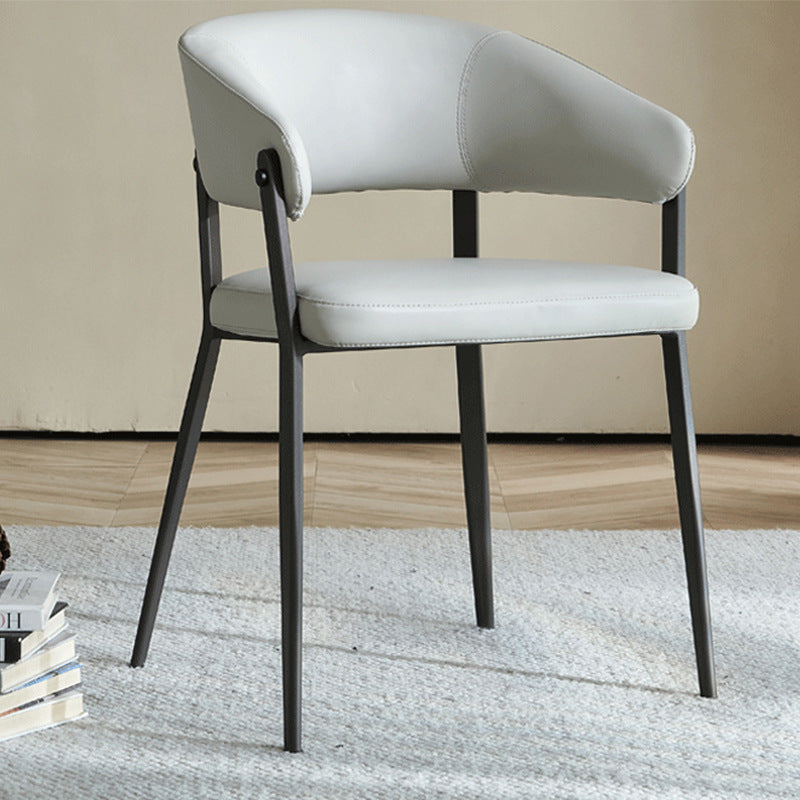 Scandinavian Leather Steel Semi-Enclosed Dining Chair