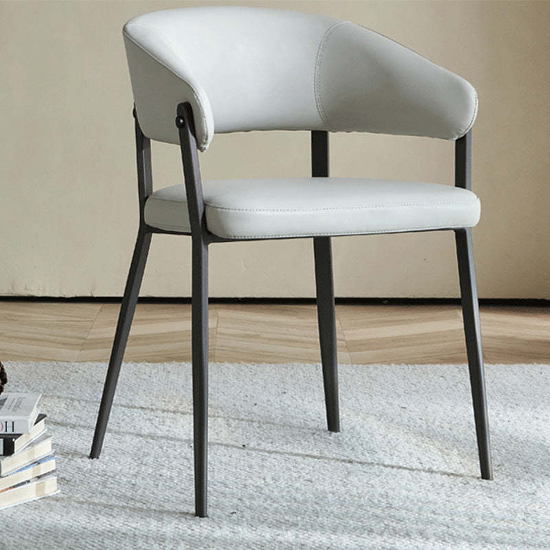 Scandinavian Leather Steel Semi-Enclosed Dining Chair