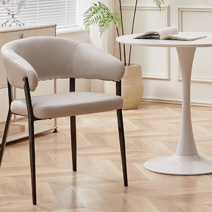 Scandinavian Leather Steel Semi-Enclosed Dining Chair — Dark Gray