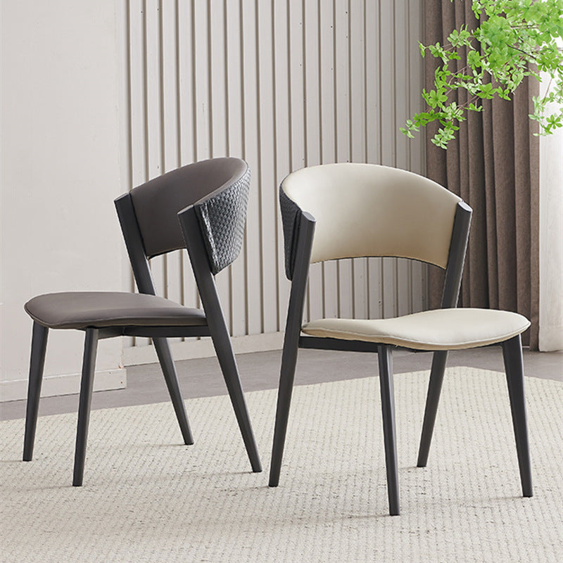 Scandinavian Leather Steel Curved Dining Chair