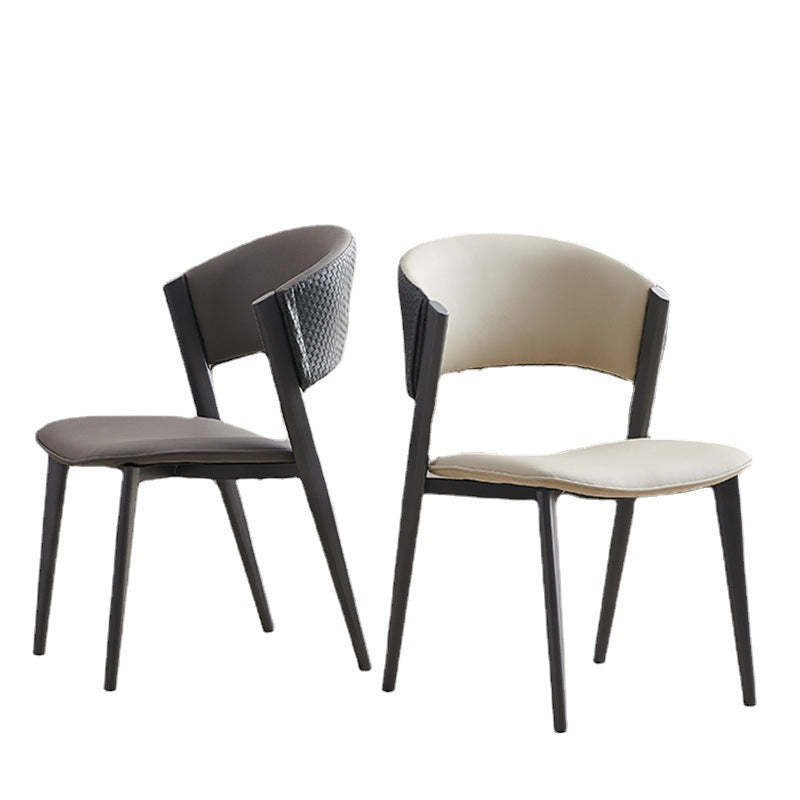 Scandinavian Leather Steel Curved Dining Chair