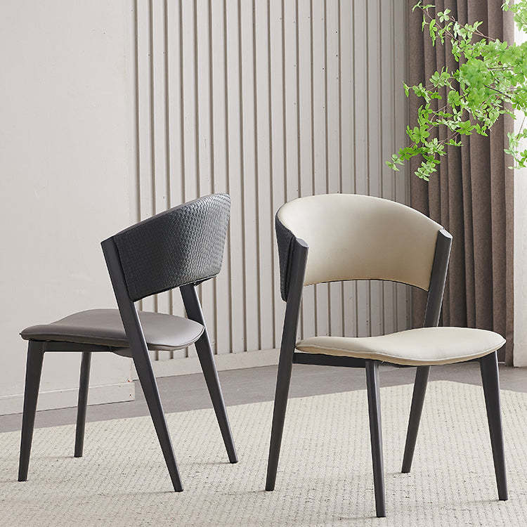 Scandinavian Leather Steel Curved Dining Chair