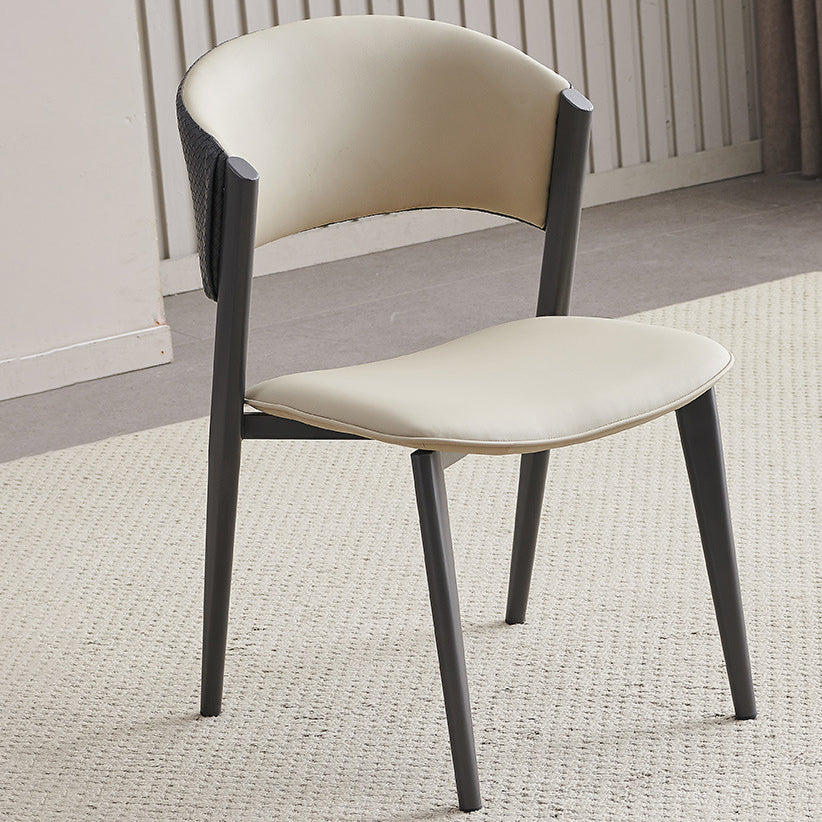 Scandinavian Leather Steel Curved Dining Chair