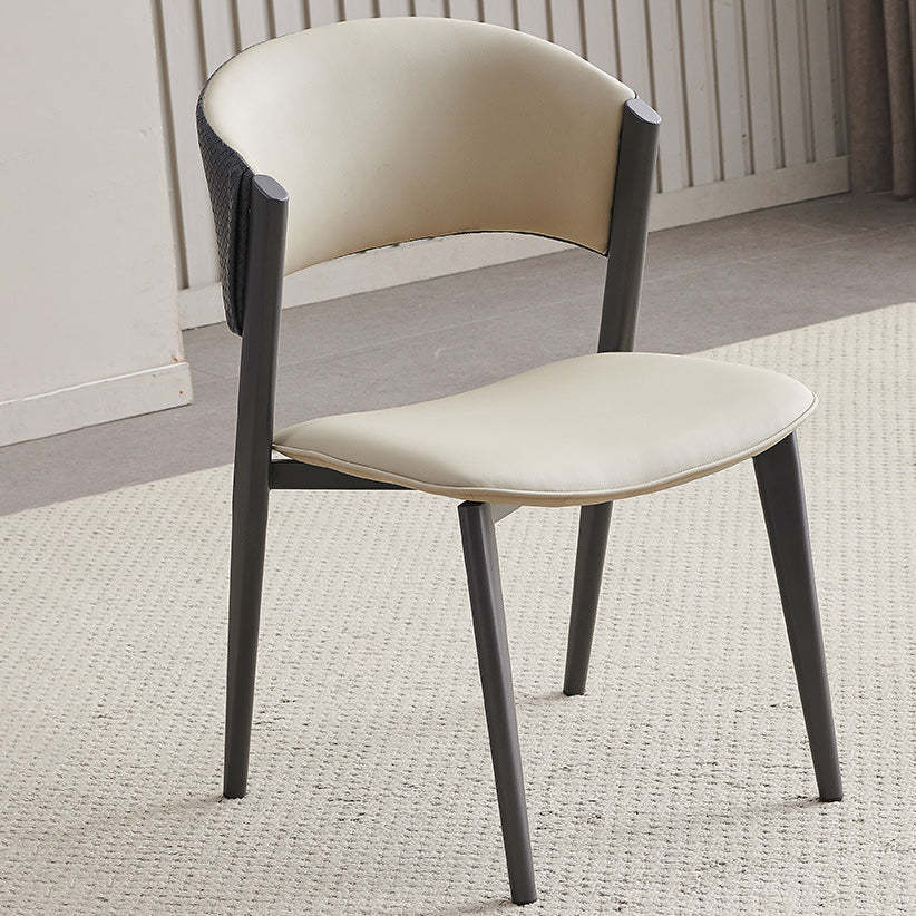 Scandinavian Leather Steel Curved Dining Chair