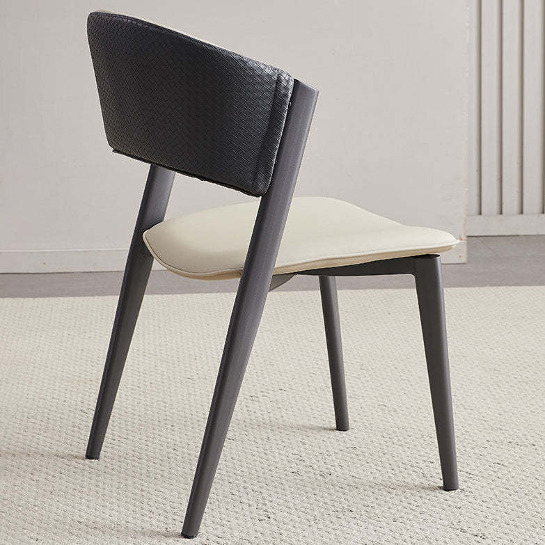 Scandinavian Leather Steel Curved Dining Chair