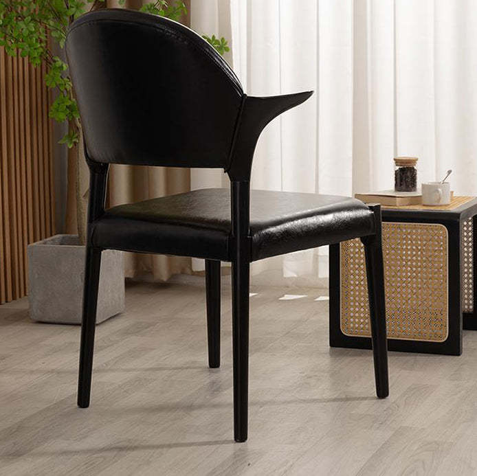 Chinese Leather Wood Horn-Shaped Dining Chair