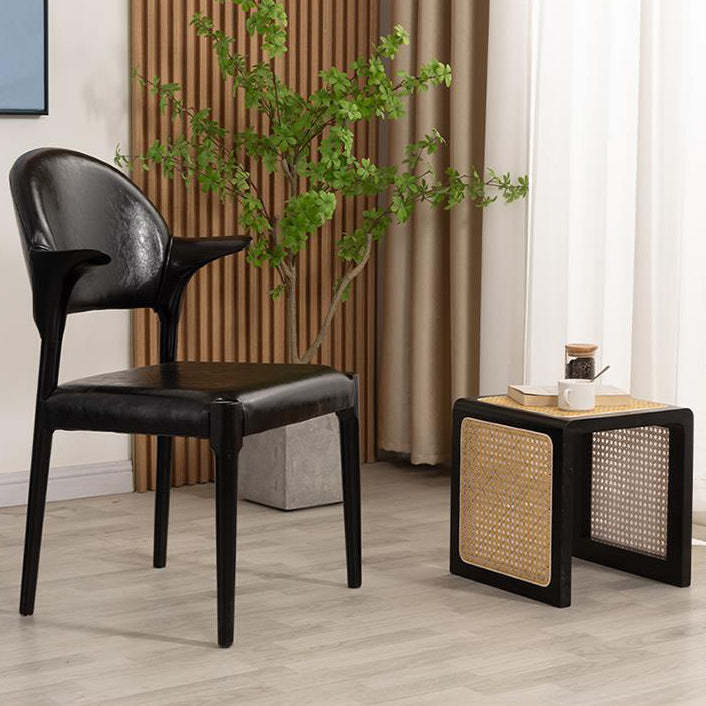 Chinese Leather Wood Horn-Shaped Dining Chair