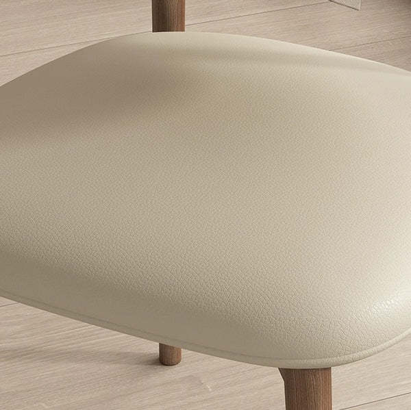 Scandinavian Leather Wood Curved Horn Dining Chair