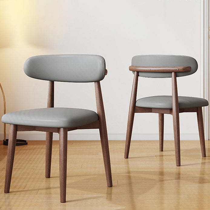 Scandinavian Leather Wood Curved Horn Dining Chair