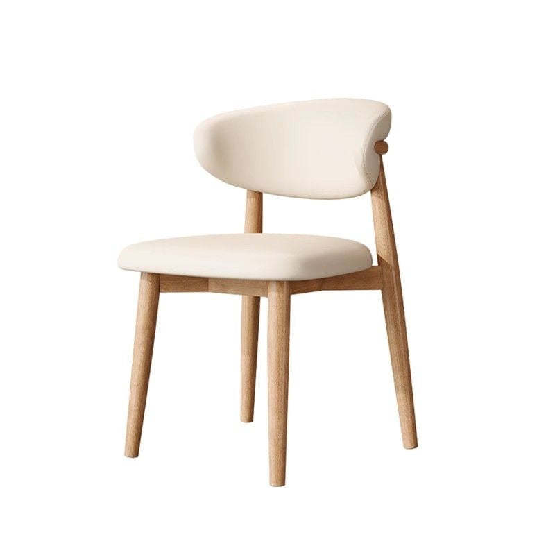Scandinavian Leather Wood Curved Horn Dining Chair
