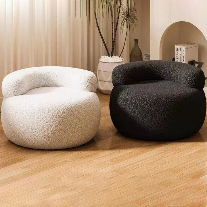 Minimalist Plush Fleece Round Shoe Bench — Black