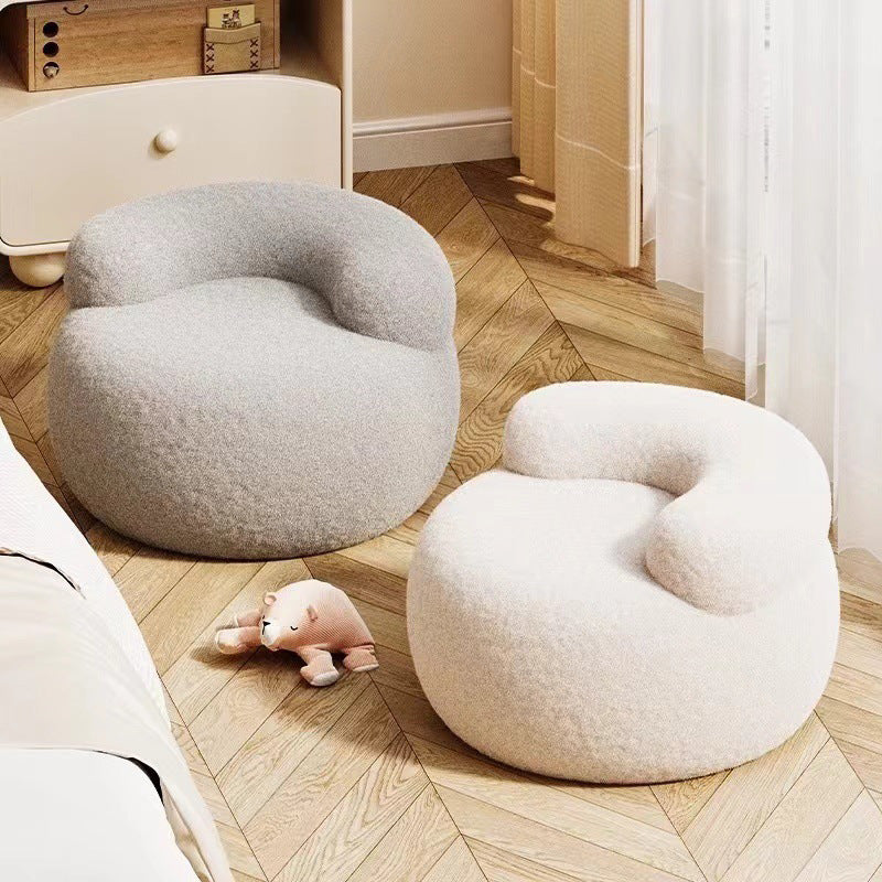 Minimalist Plush Fleece Round Shoe Bench