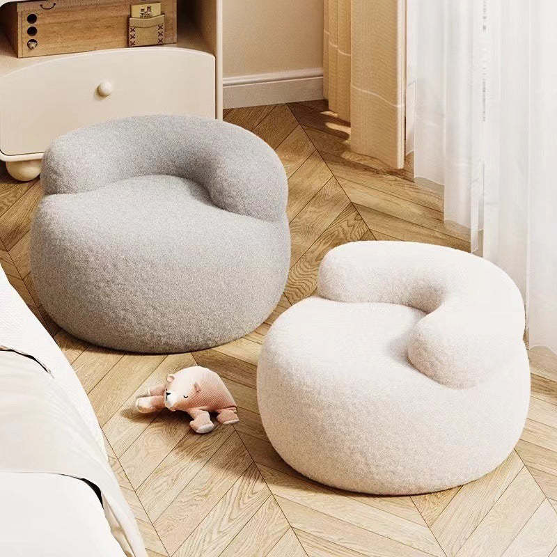 Minimalist Plush Fleece Round Shoe Bench