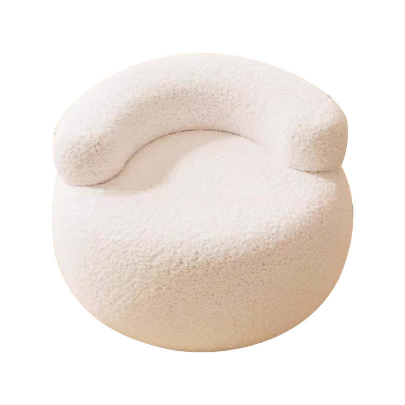 Minimalist Plush Fleece Round Shoe Bench