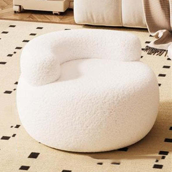 Minimalist Plush Fleece Round Shoe Bench
