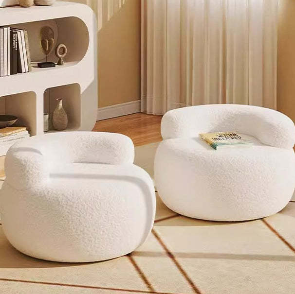 Minimalist Plush Fleece Round Shoe Bench