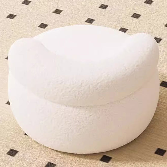 Minimalist Plush Fleece Round Shoe Bench