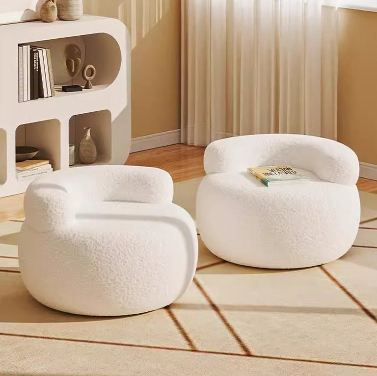 Minimalist Plush Fleece Round Shoe Bench