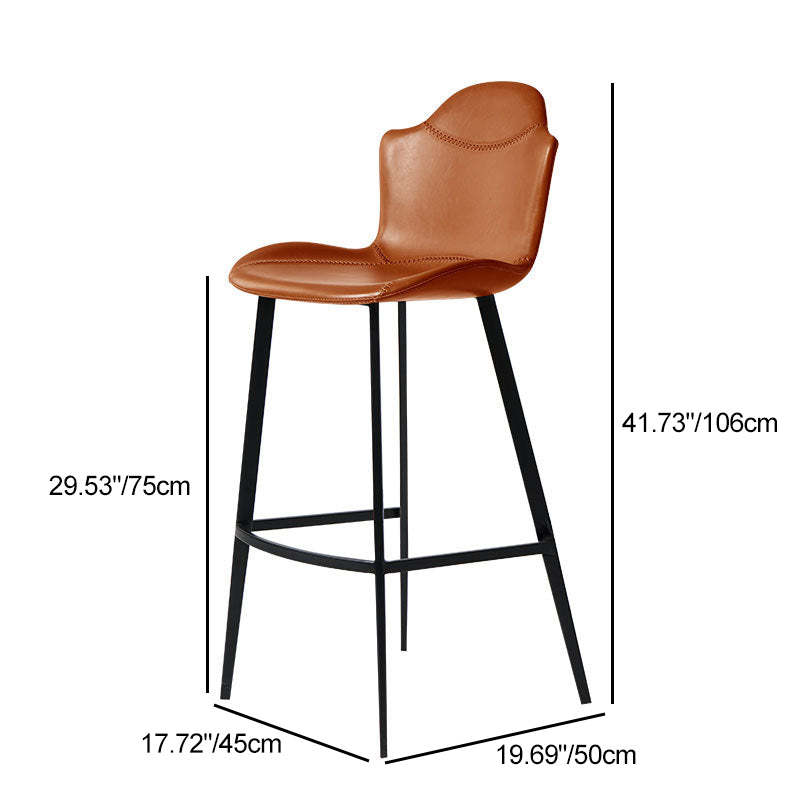 Scandinavian Leather Arched Bar Stool