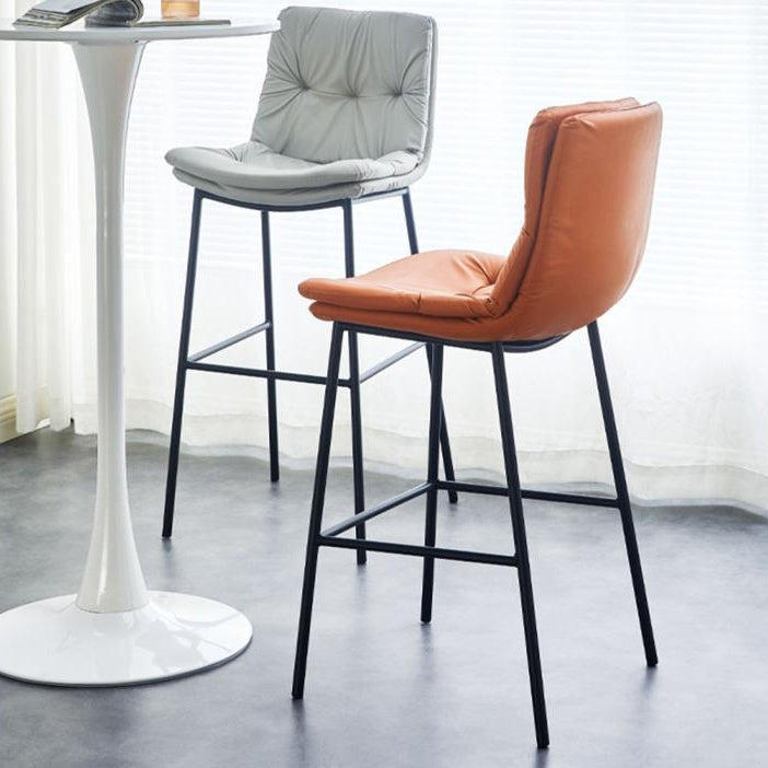 Scandinavian Leather Arched Bar Stool — Blue