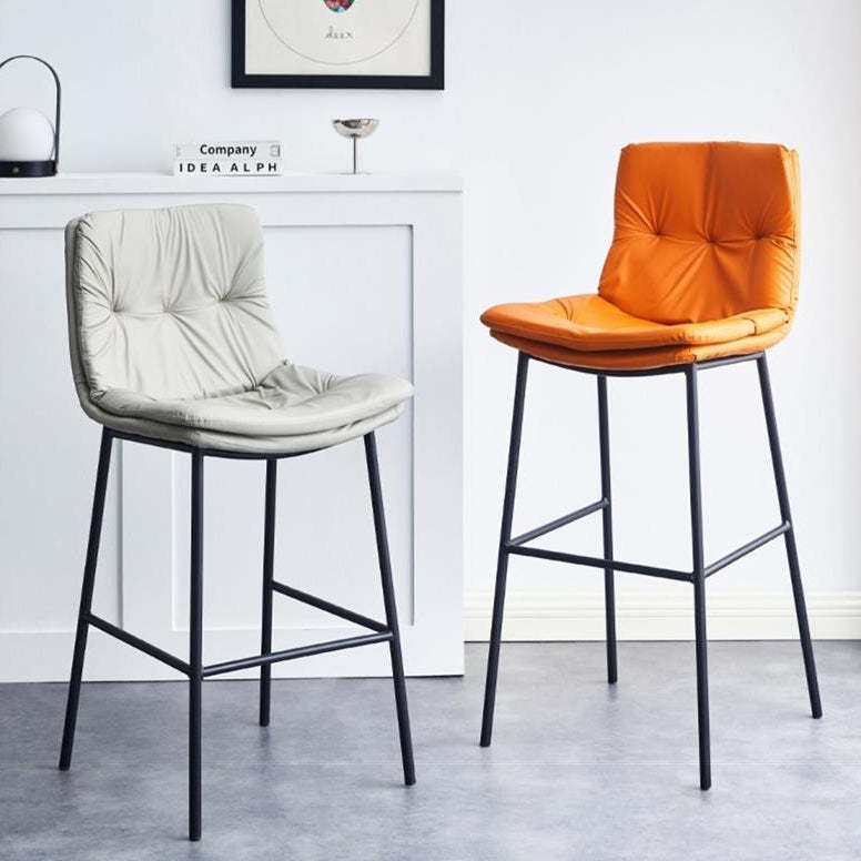 Scandinavian Leather Arched Bar Stool — Dark Green