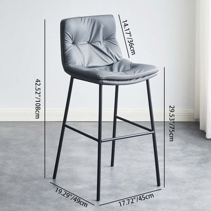 Scandinavian Leather Arched Bar Stool — Dark Gray