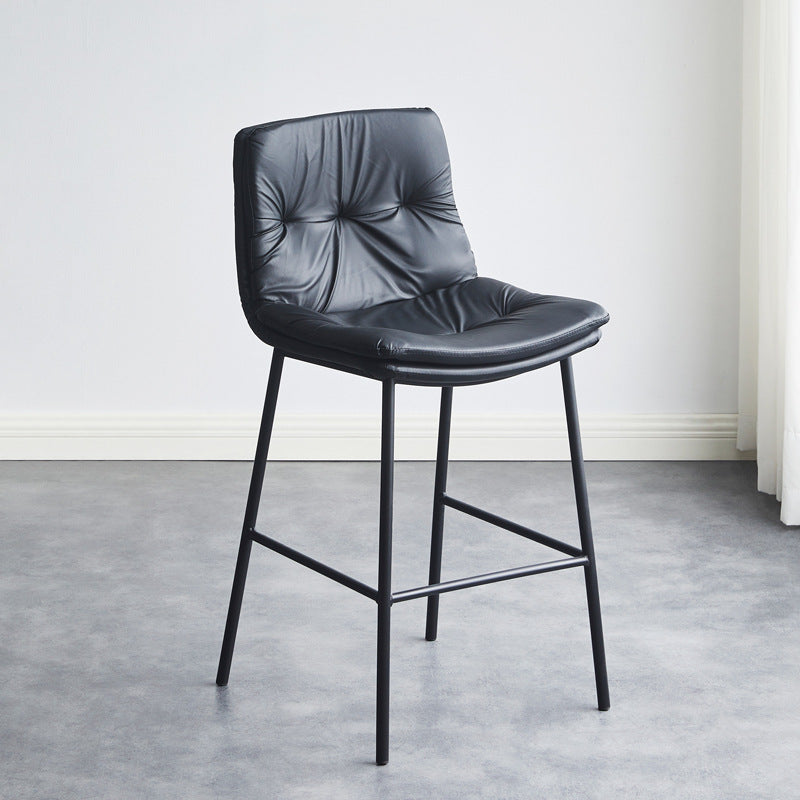 Scandinavian Leather Arched Bar Stool