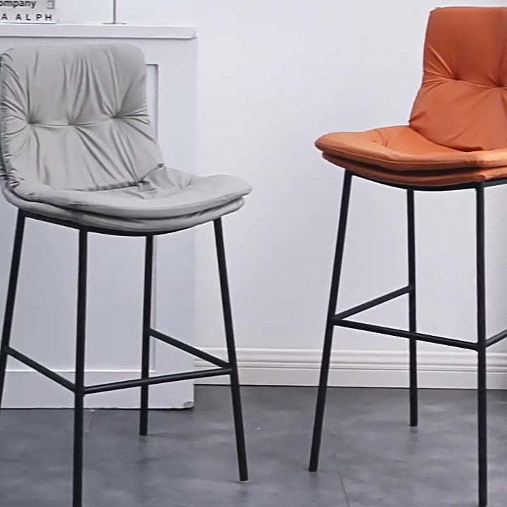 Scandinavian Leather Arched Bar Stool — Dark Gray