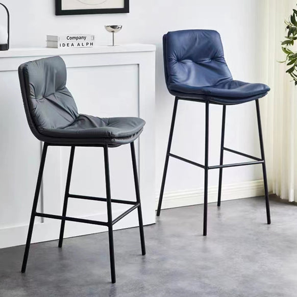 Scandinavian Leather Arched Bar Stool — Light Gray