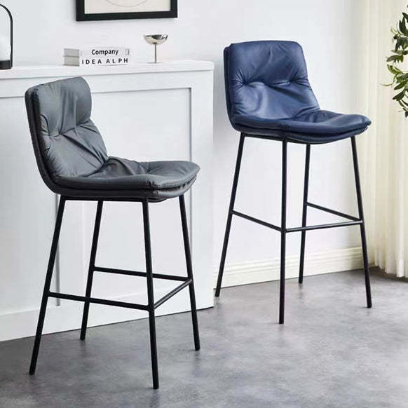 Scandinavian Leather Arched Bar Stool — Light Gray