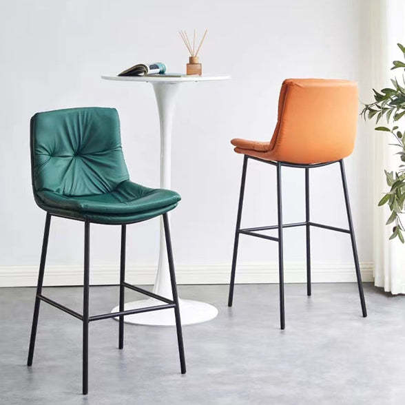 Scandinavian Leather Arched Bar Stool — Black