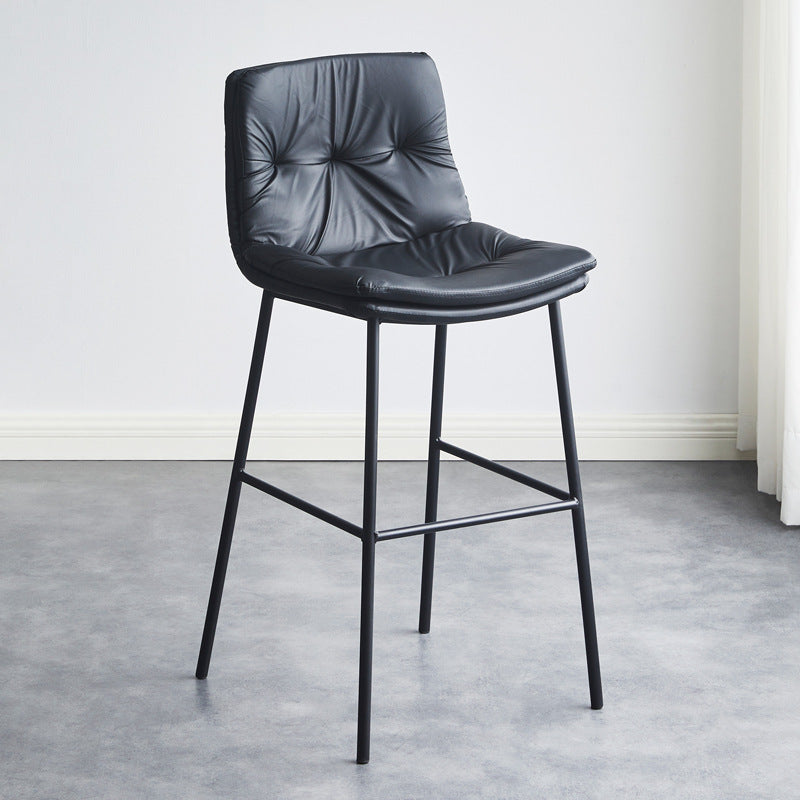 Scandinavian Leather Arched Bar Stool