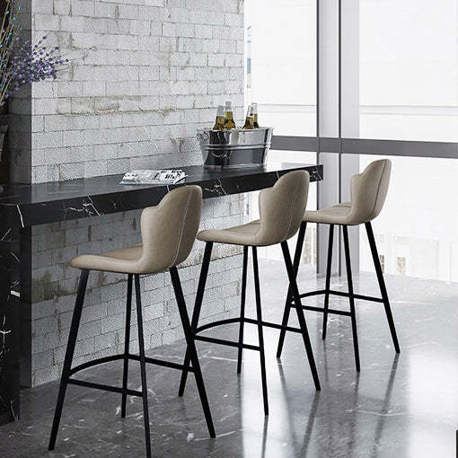 Scandinavian Leather Arched Bar Stool