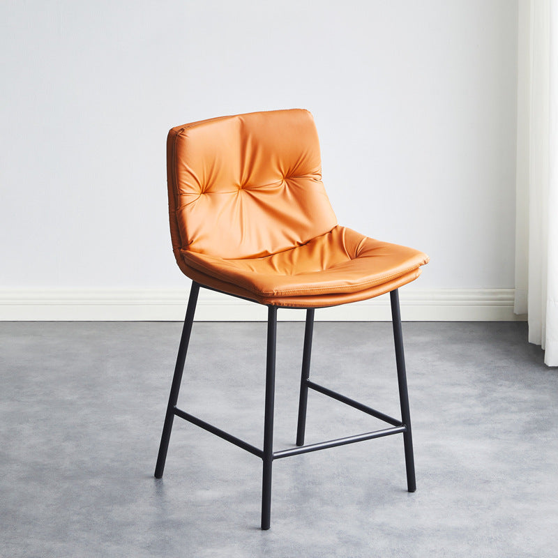 Scandinavian Leather Arched Bar Stool
