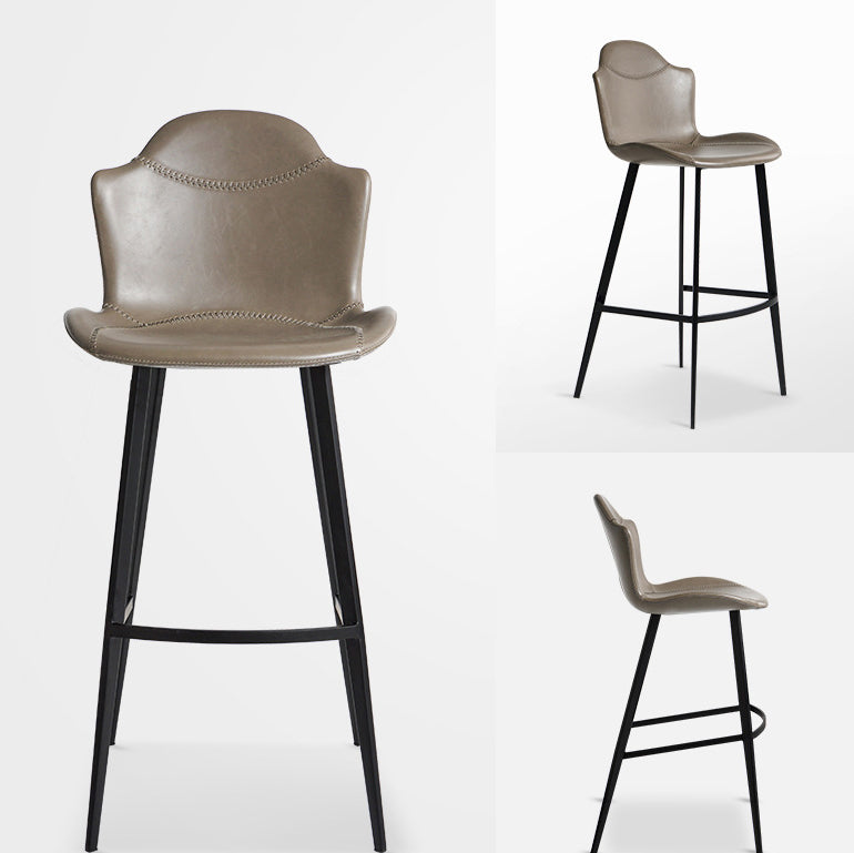 Scandinavian Leather Arched Bar Stool