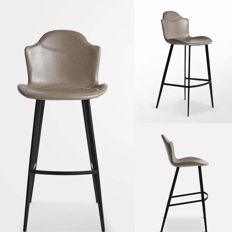 Scandinavian Leather Arched Bar Stool