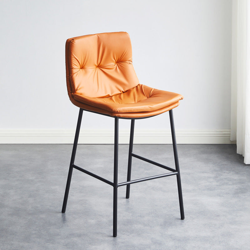 Scandinavian Leather Arched Bar Stool