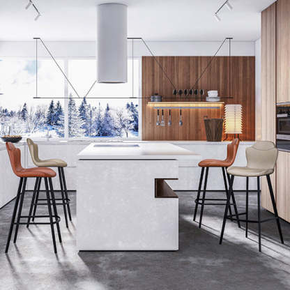 Scandinavian Leather Arched Bar Stool