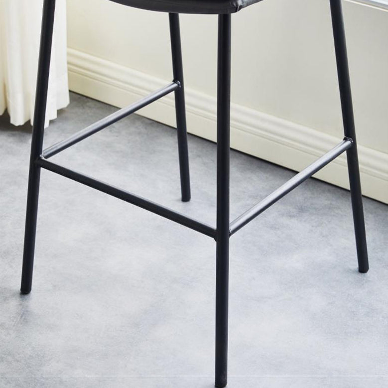 Scandinavian Leather Arched Bar Stool — Dark Green