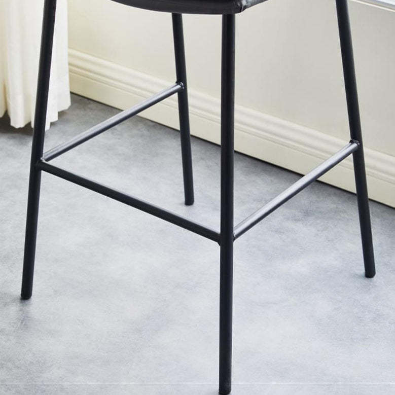 Scandinavian Leather Arched Bar Stool — Dark Green