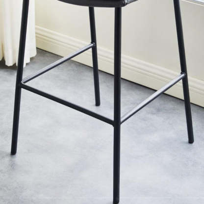 Scandinavian Leather Arched Bar Stool — Dark Green