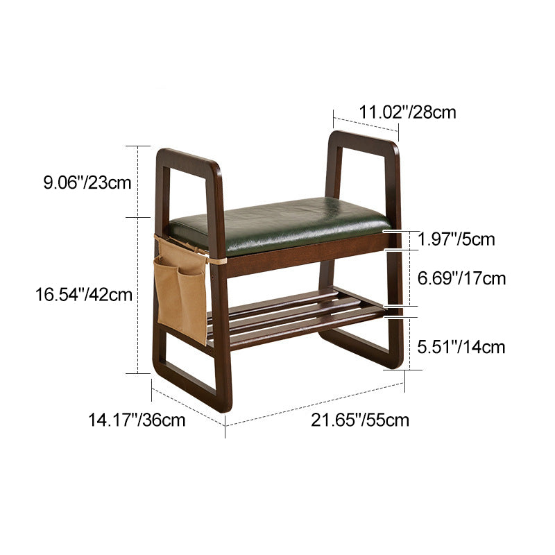 Minimalist Leather Trapezoid Shoe Bench