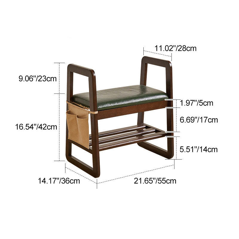 Minimalist Leather Trapezoid Shoe Bench