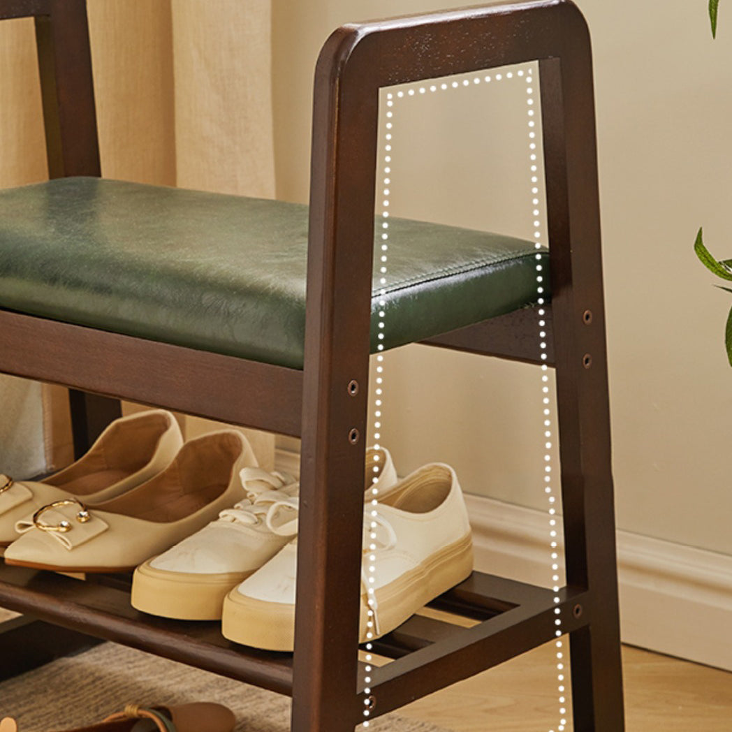 Minimalist Leather Trapezoid Shoe Bench