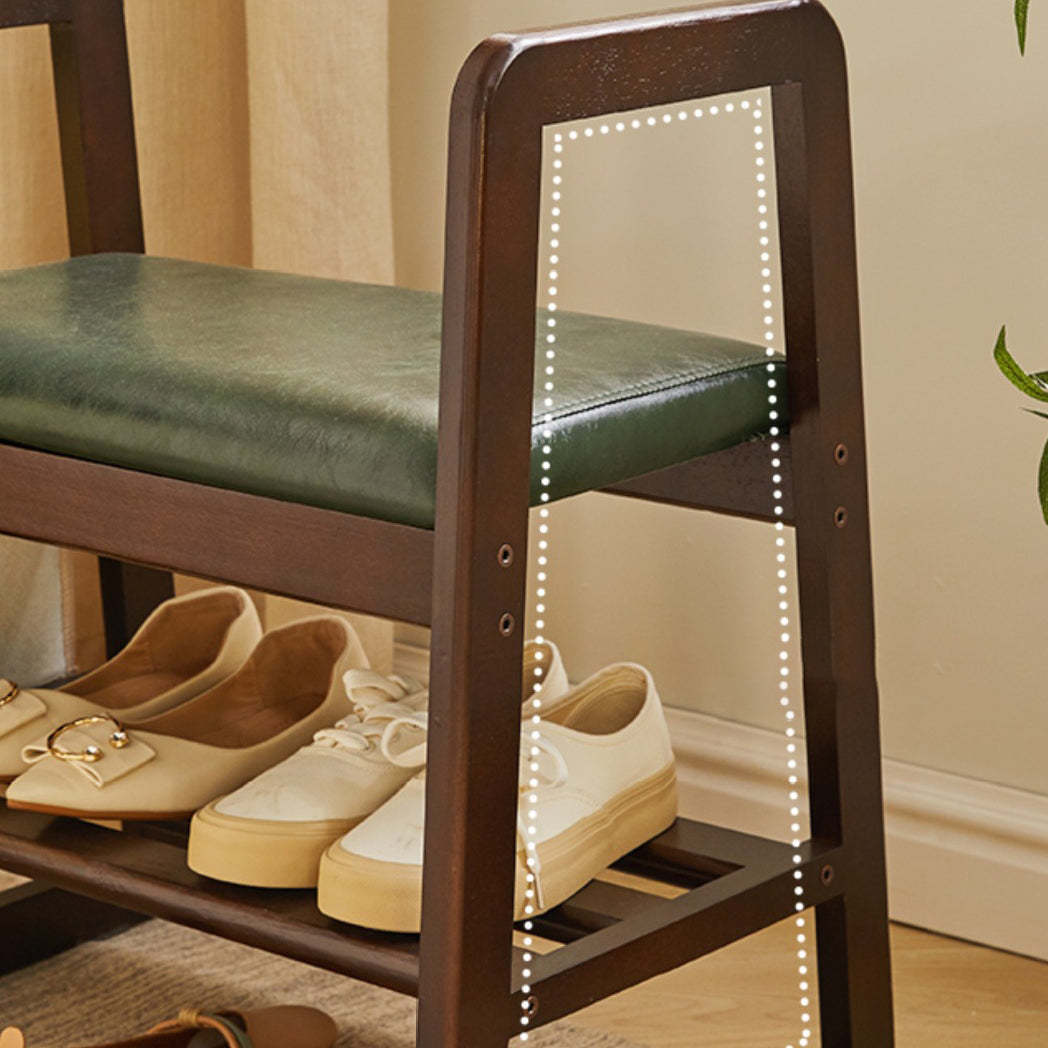 Minimalist Leather Trapezoid Shoe Bench