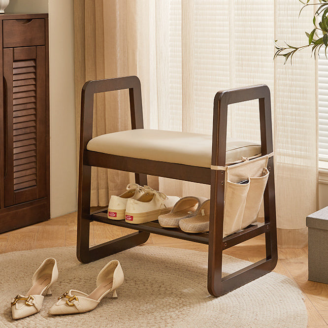 Minimalist Leather Trapezoid Shoe Bench