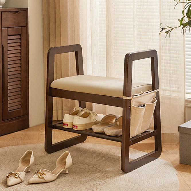 Minimalist Leather Trapezoid Shoe Bench