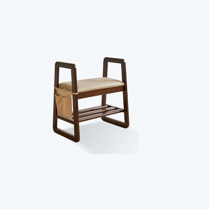 Minimalist Leather Trapezoid Shoe Bench